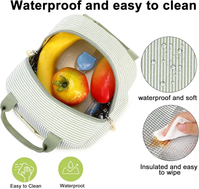 Sage stripe insulated lunch bag — product view 5