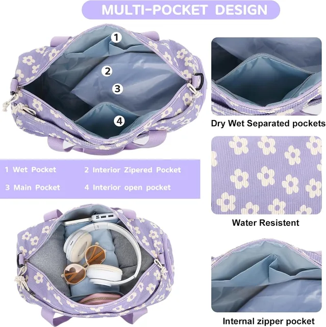 Beige floral kids duffel — product view 7