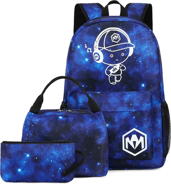Starry sky school backpack set — selected front view
