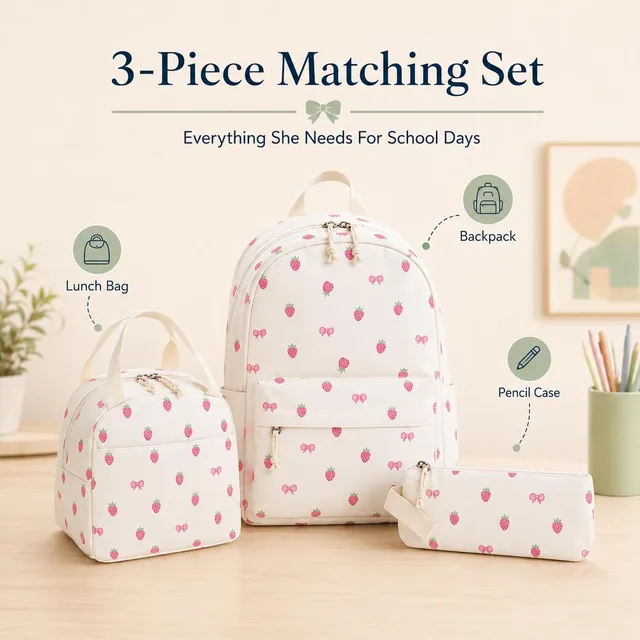 Strawberry bow school set — product view 3
