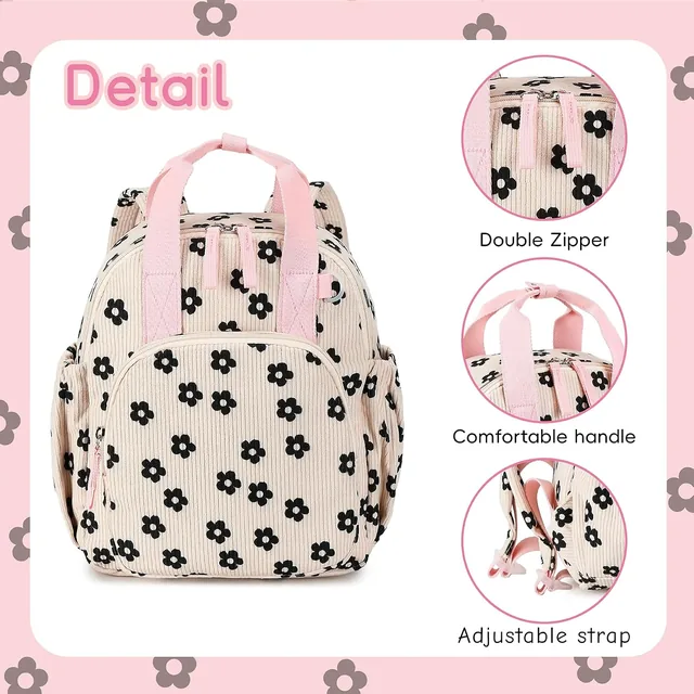 Black floral toddler backpack — product view 3