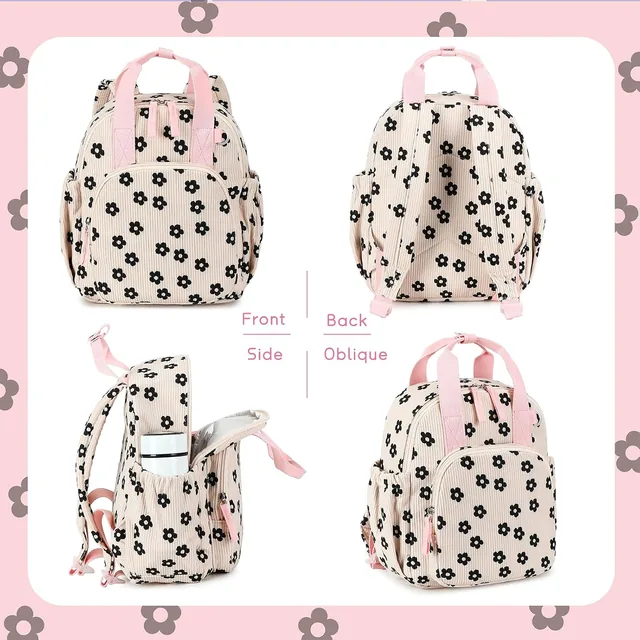 Black floral toddler backpack — product view 7